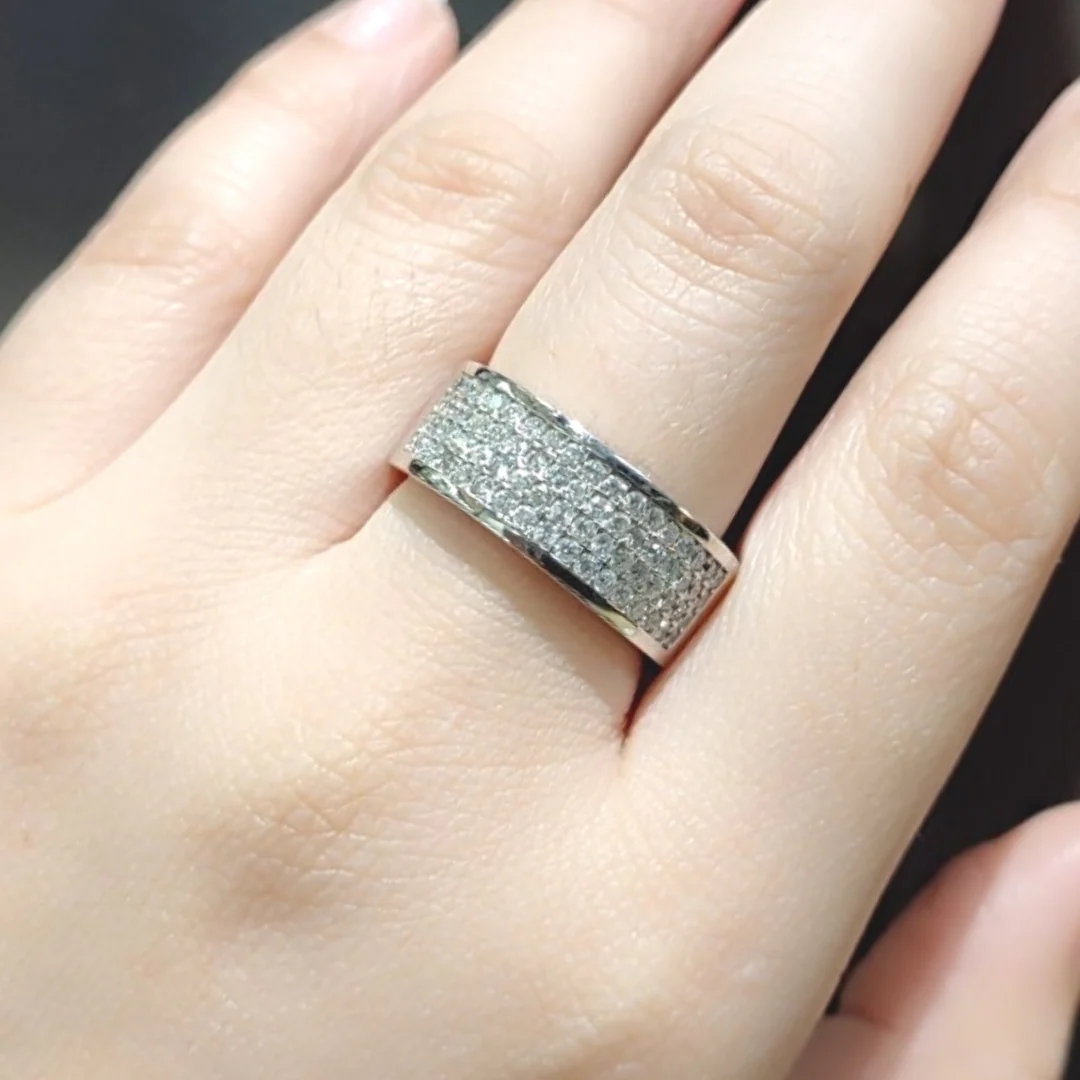 1.0ctw Half Eternity Diamond Men's Ring 14K White Gold - Image 2