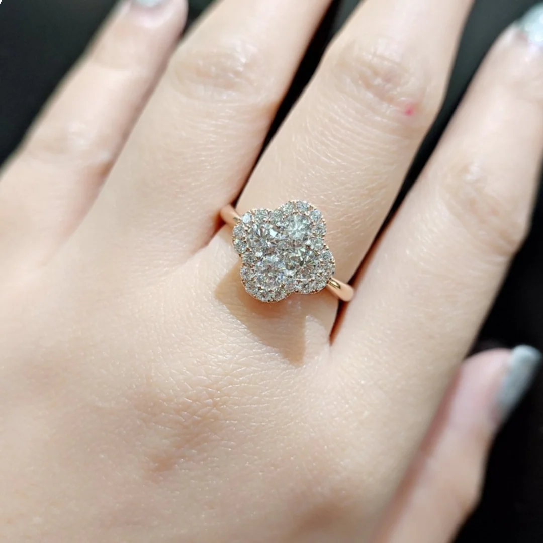 1.20ctw Clover Diamond Engagement Ring 18K Rose Gold - Image 2