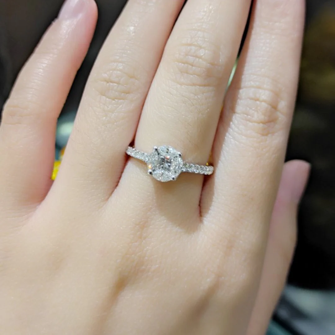 1.4ctw Pie Cut Diamond Engagement Ring 14K White Gold - Image 2