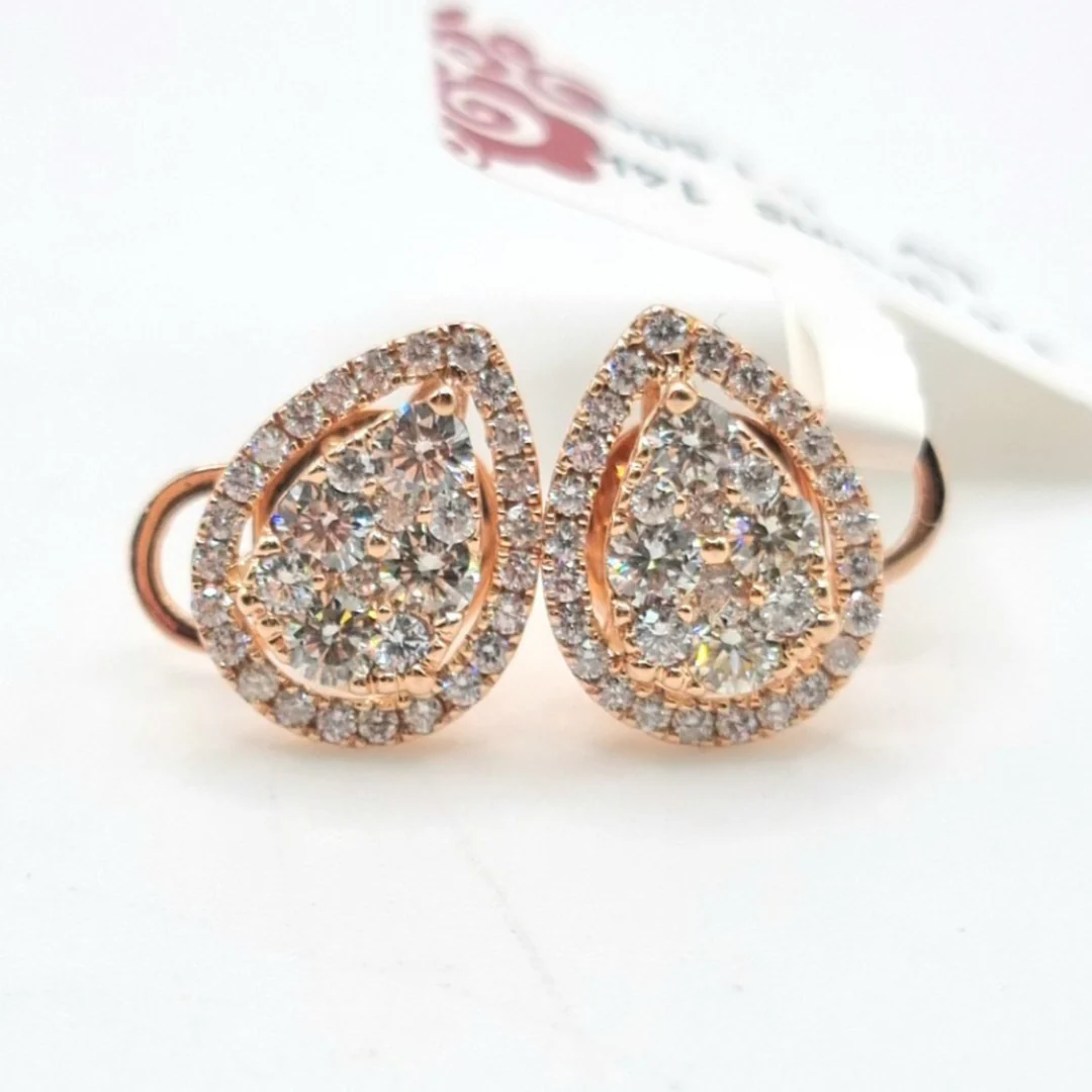 1.50 CT Pear Illusion Diamond Earrings 14K Rose Gold - Image 2