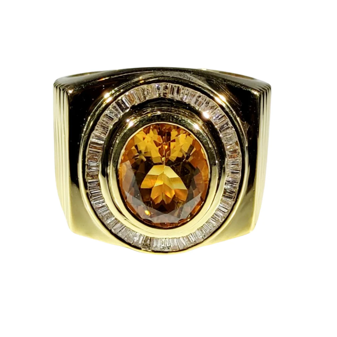 1.5ctw Diamond Men's Ring 18K Gold 6ctw Oval Gem
