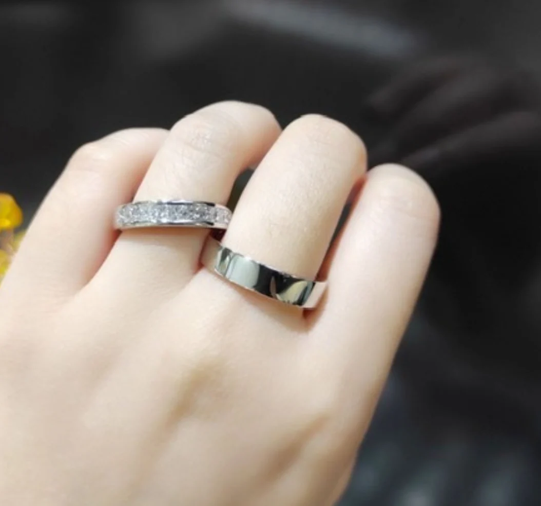 1.5ctw Princess Cut Diamonds Half Eternity Wedding Rings 14K White Gold - Image 4