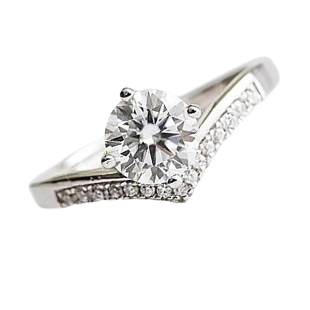 1 carat Moissanite Paved Engagement Ring. High Quality Engagement Ring. Sterling Silver Promise Ring.