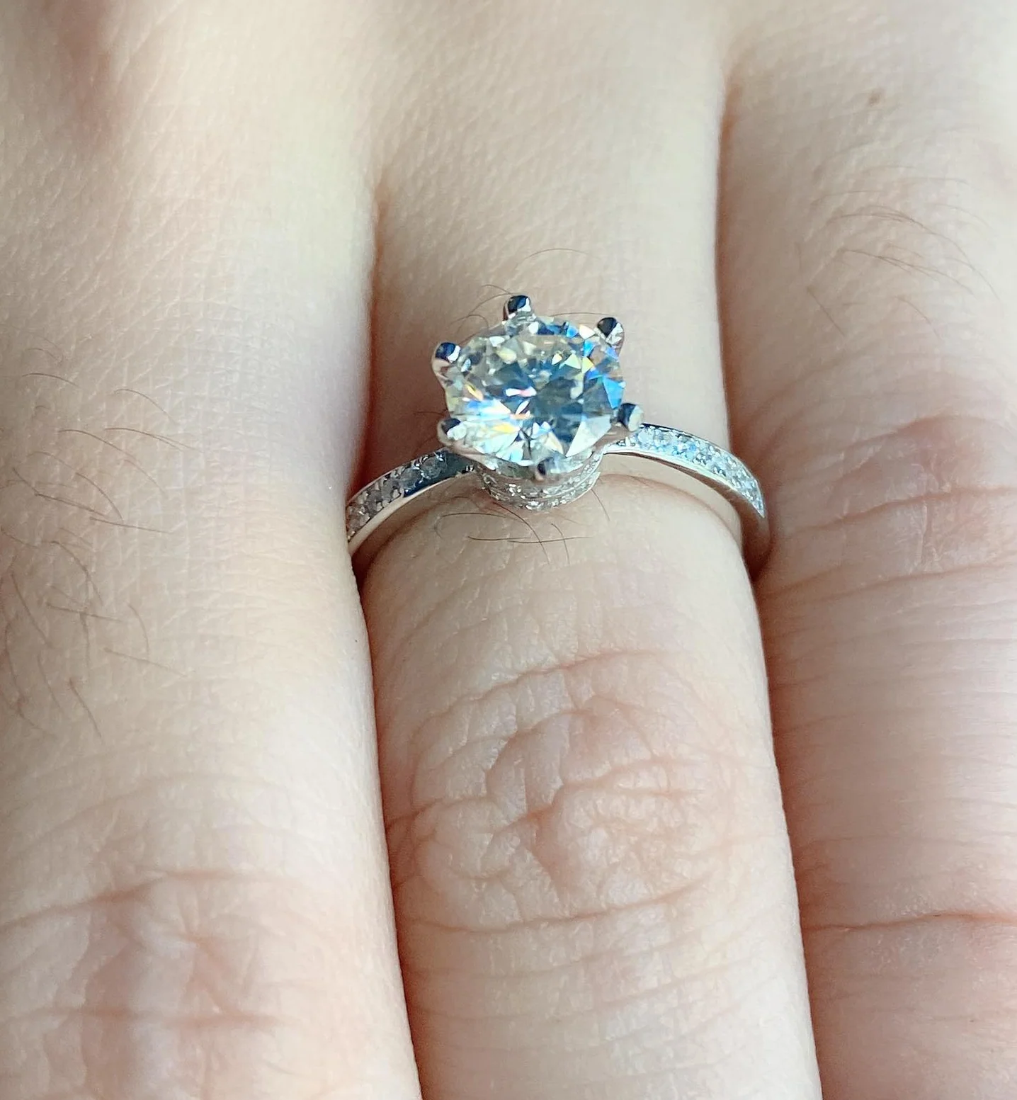 1 carat Moissanite Paved Engagement Ring. High Quality Engagement Ring. Sterling Silver Promise Ring. - Image 3