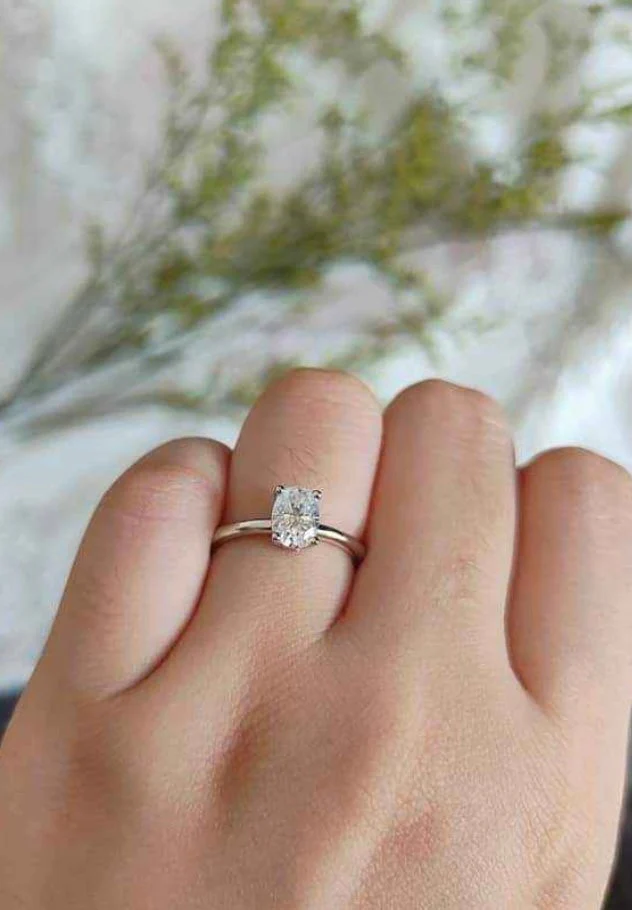 1 carat Oval Moissanite Paved Engagement Ring. High Quality Engagement Ring. Sterling Silver Promise Ring. - Image 5