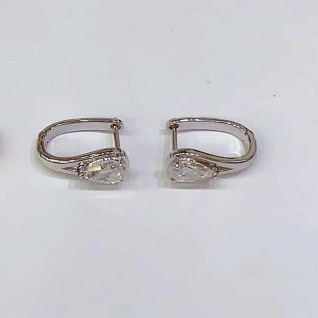 1ctw Pear Moissanite Bezel Earrings 18K - Image 6