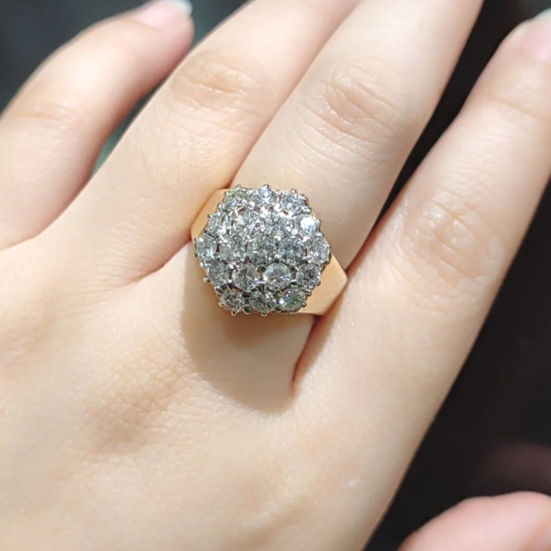 2.0ctw Diamond Hexagon Men's Ring 184K Yellow Gold - Image 2