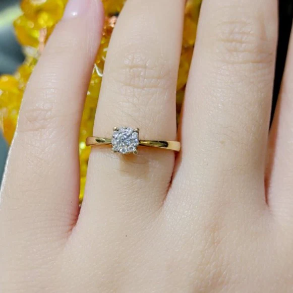 .20ctw Round Illusion Diamond Engagement Ring 14K Yellow Gold - Image 2