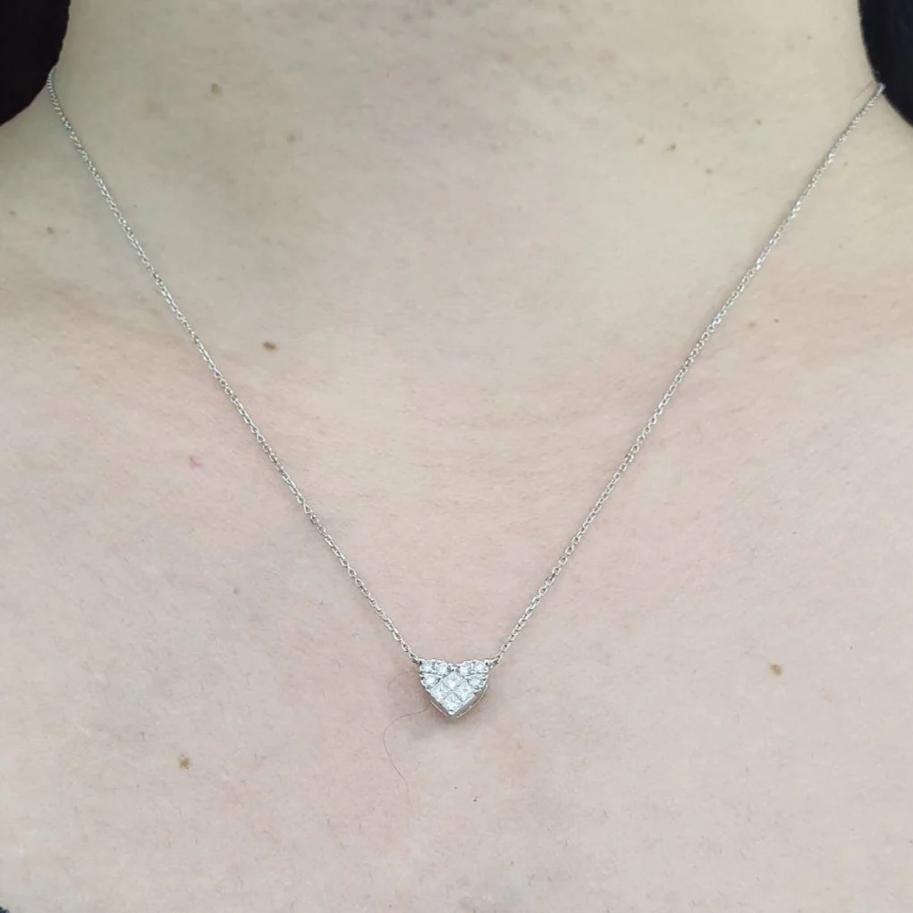 .25ctw Heart Diamond Sweetheart Necklace 14K White/Yellow Gold - Image 4