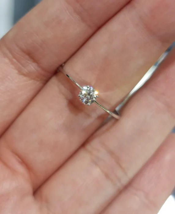 ARIELLE .25ctw Solitaire Diamond Engagement Ring 18K White Gold - Image 3
