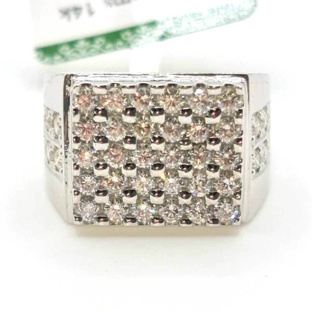 3.0ctw Diamond Geometric Men's Ring 14K White Gold