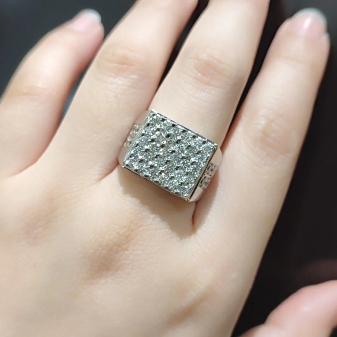 3.0ctw Diamond Geometric Men's Ring 14K White Gold - Image 2