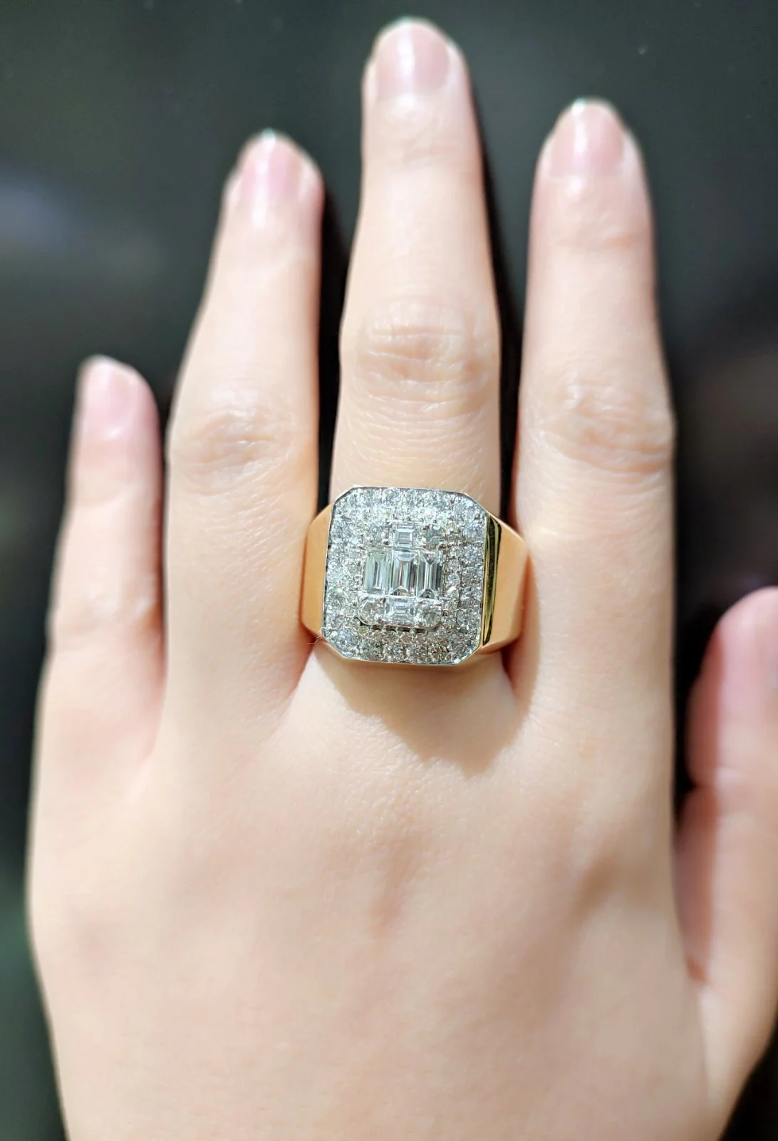 3 CT Octagon Diamond Men’s Ring - Image 3