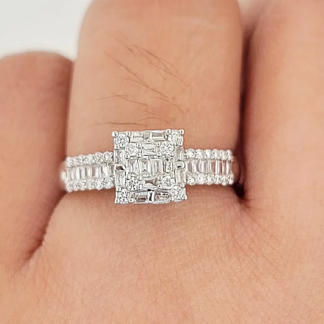 .39ctw Princess Illusion Diamond Engagement/Women's Ring 18K White Gold