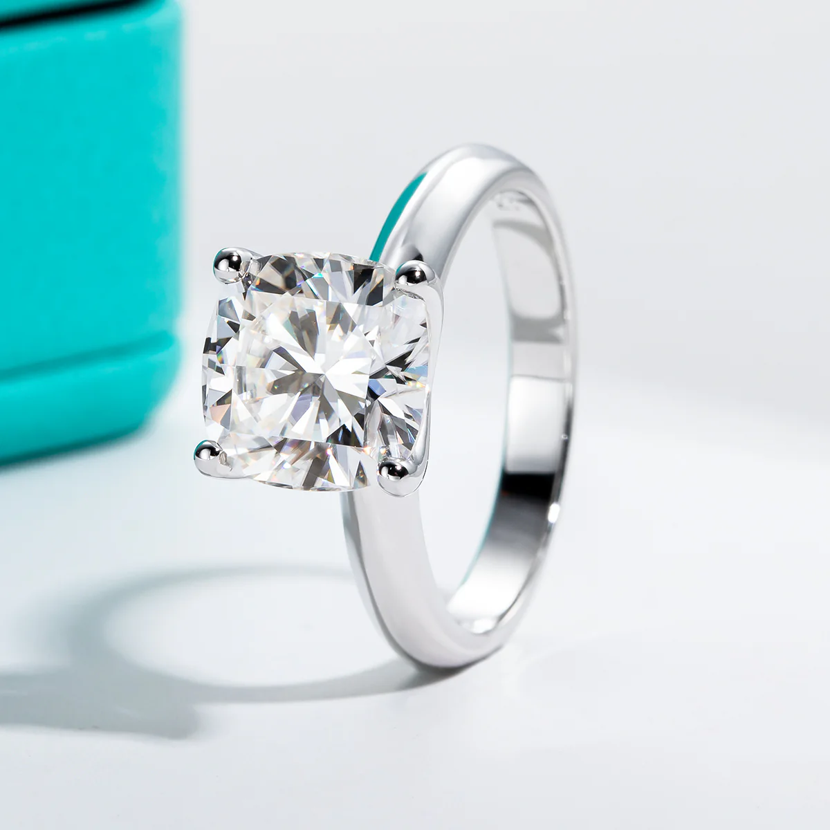 Cushion Cut Moissanite Engagement Ring 925 Sterling Silver - Image 2