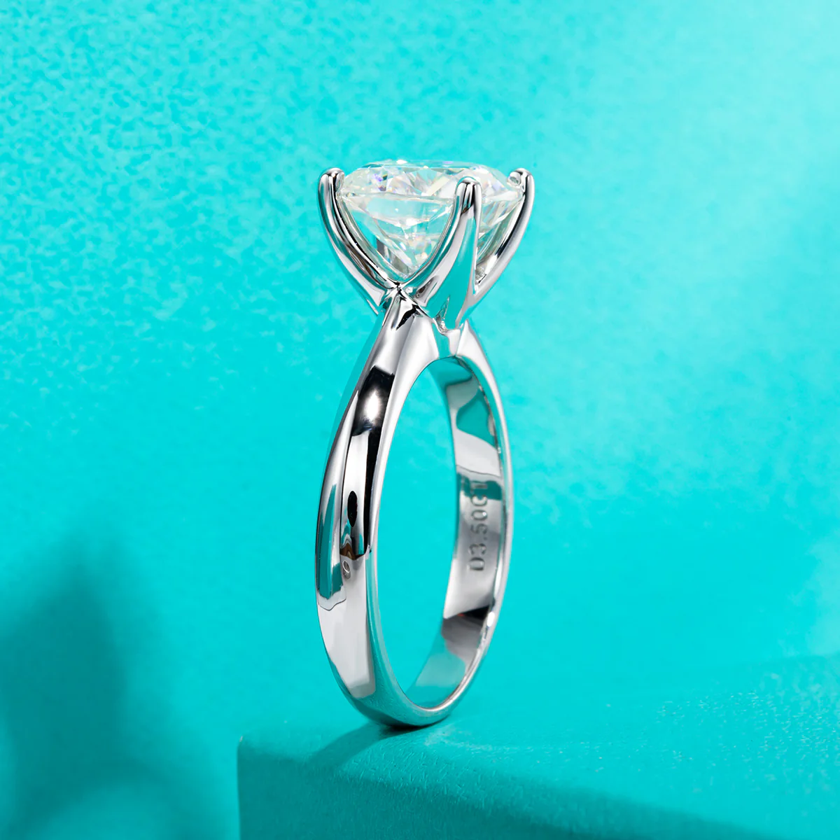 Cushion Cut Moissanite Engagement Ring 925 Sterling Silver - Image 3