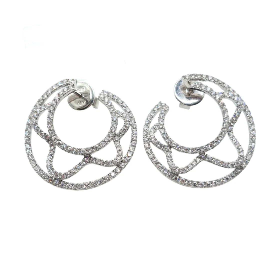 4.0 CT Side Hoop Diamond Earrings 18K White Gold - Image 2