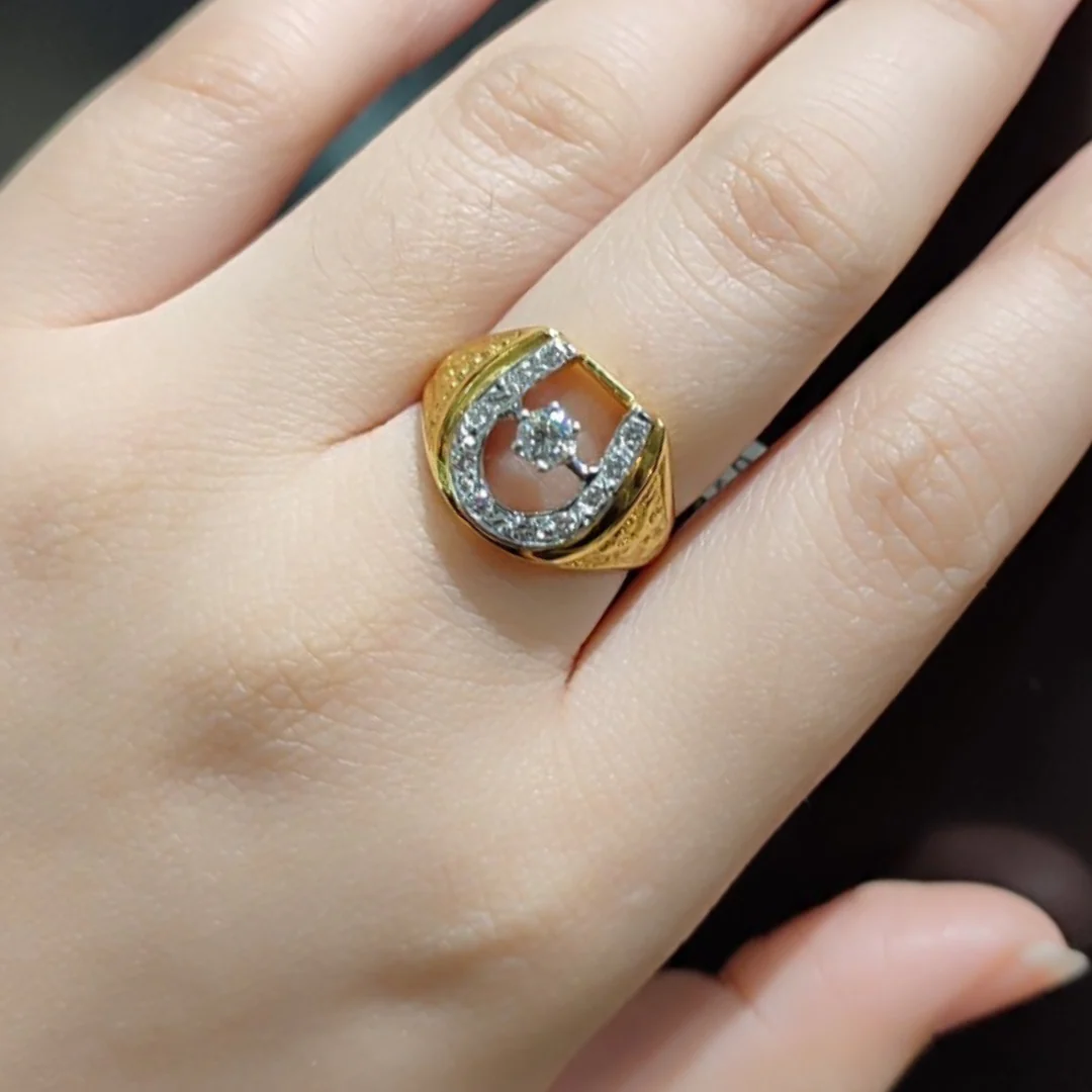 .50ctw Diamond Horseshoe Men's Ring 14K Yellow Gold - Image 2