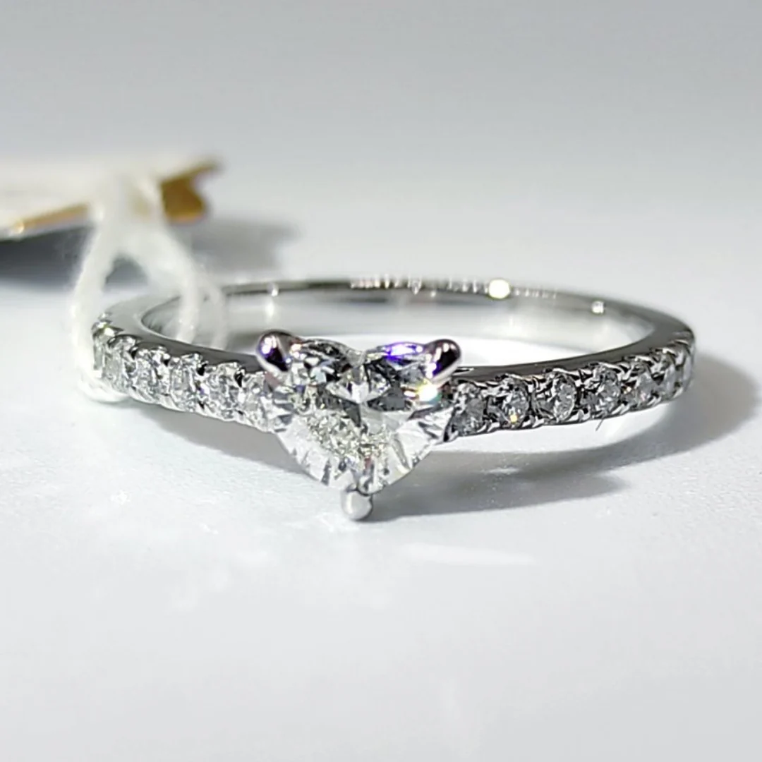 .50ctw Heart Diamond Engagement Ring 14K White Gold - Image 2
