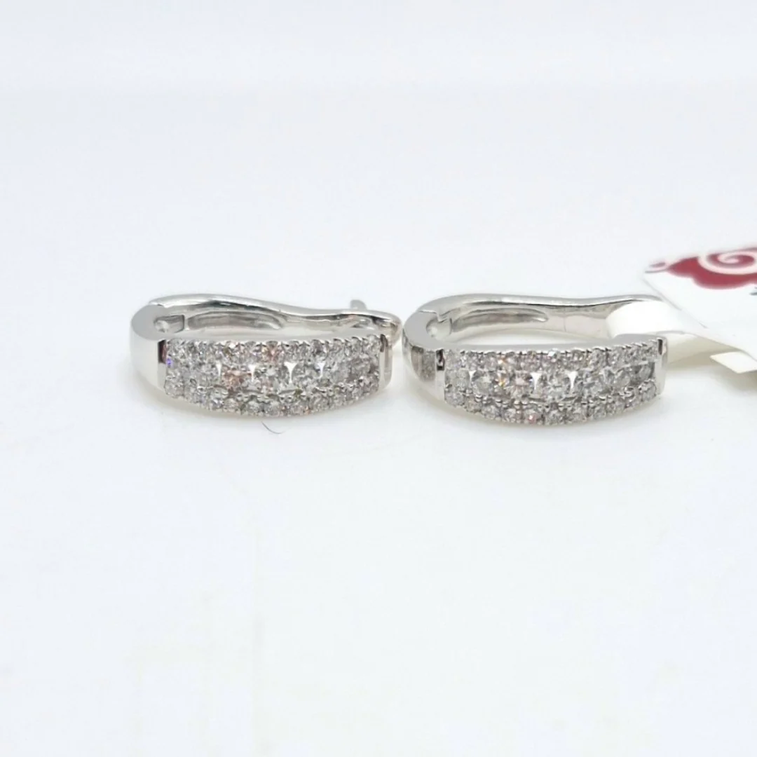 .60 CT Creole Diamond Earrings 18K White Gold - Image 2
