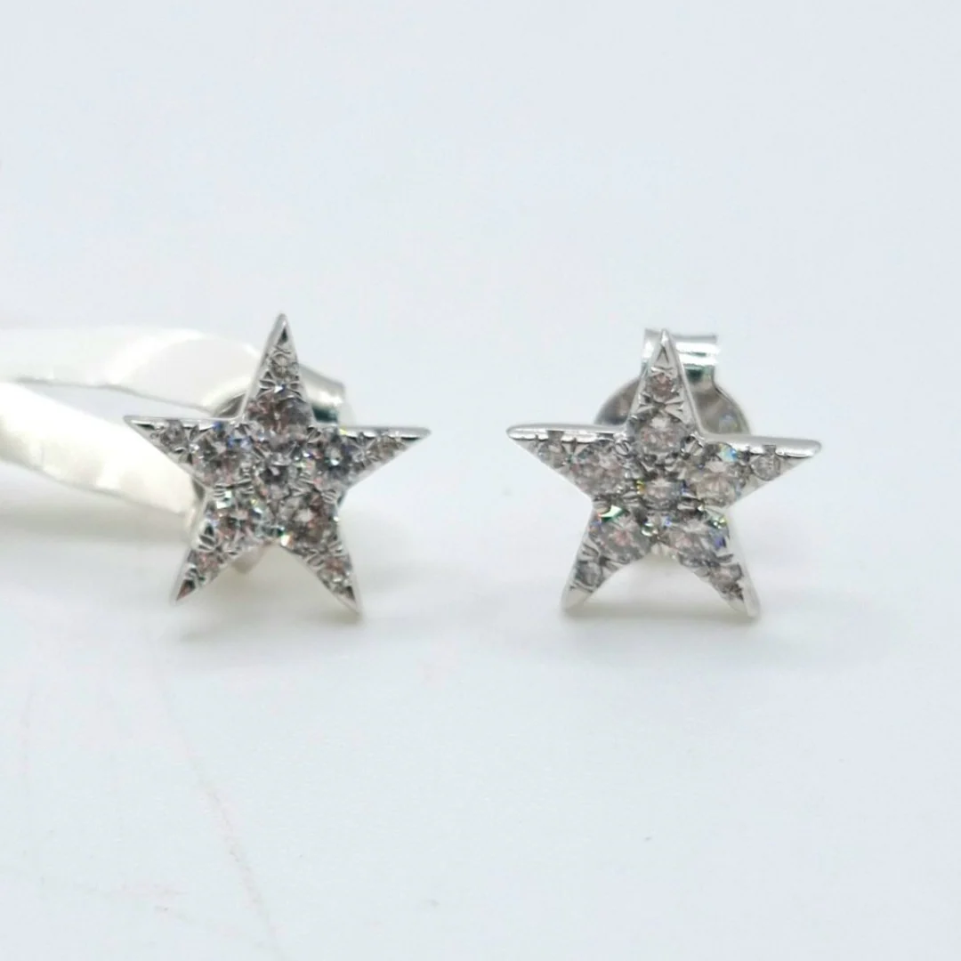 .60 CT Star Diamond Earrings 18K White Gold - Image 2