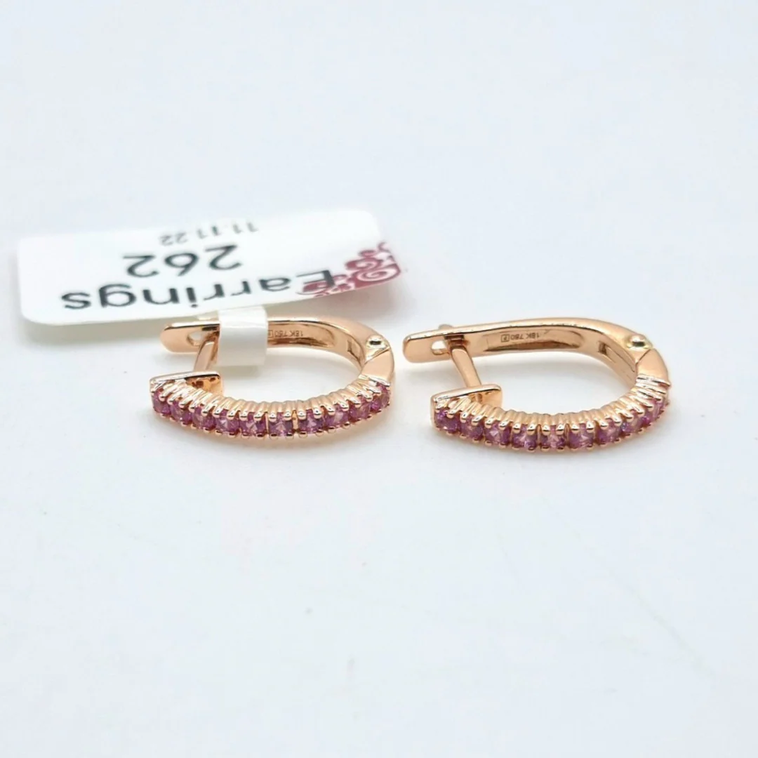 .70 CT Pink Sapphire Creole Earrings 18K RoseGold - Image 2
