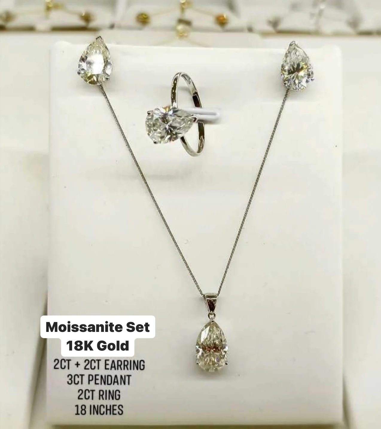 8 CT Pear Moissanite Stud Jewelry Set