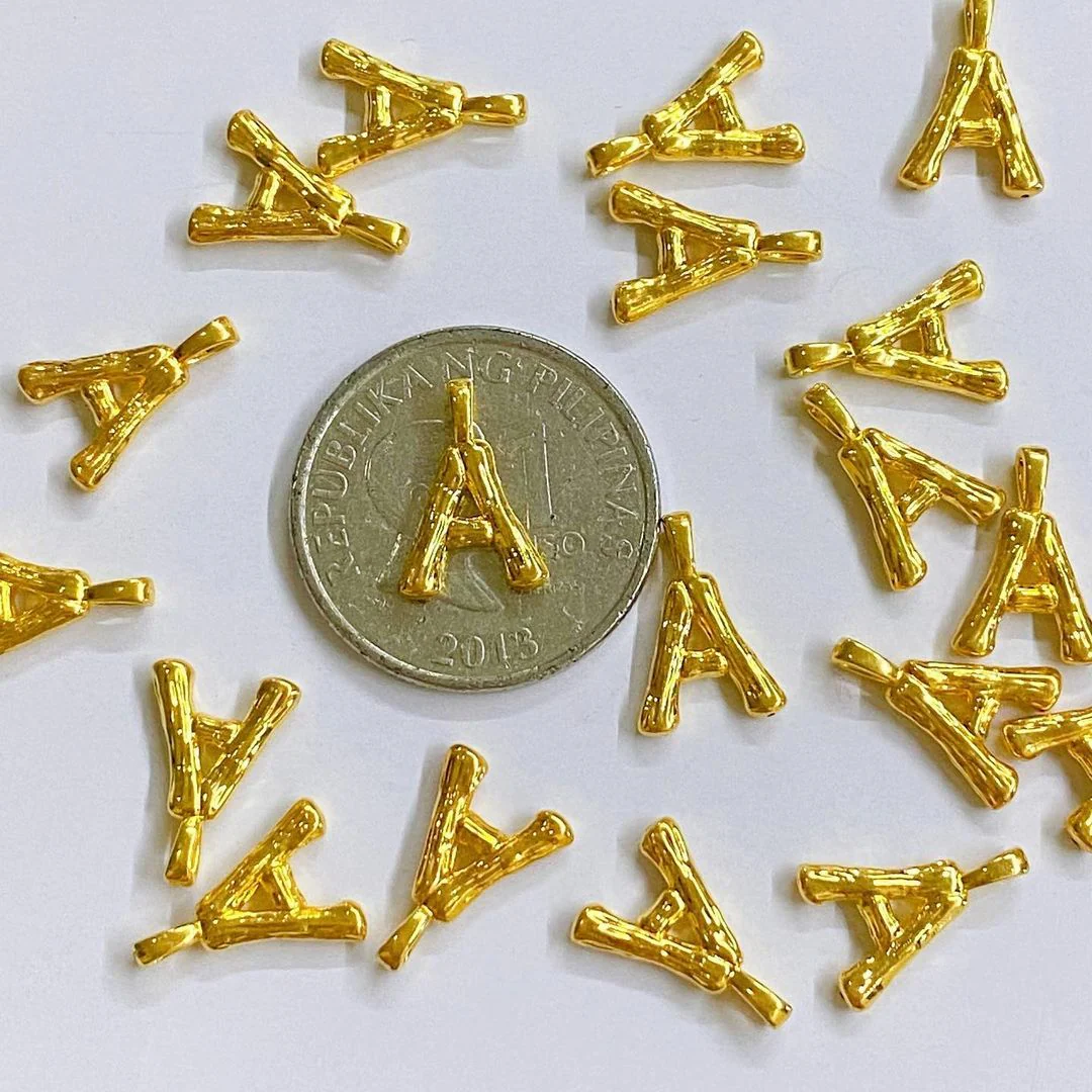 A-Z Bamboo Letter Pendant 18K Gold - Image 6
