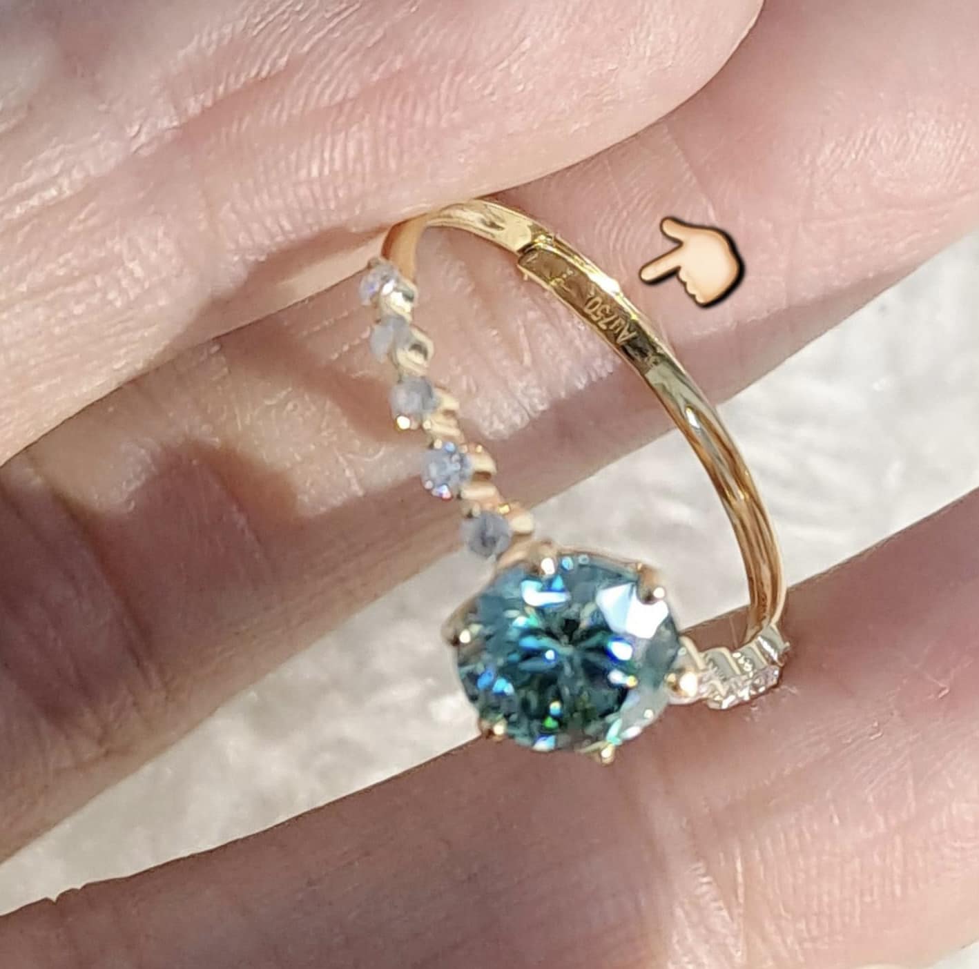 Adjustable Colored Moissanite Engagement/Birthstone Ring 18K Gold - Image 5