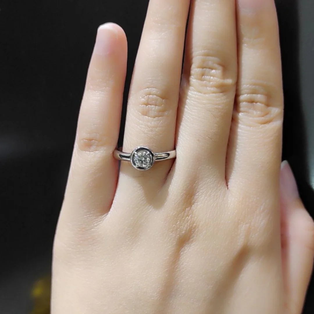 Bethany Solitaire Diamond Bezel Engagement Ring 14K White Gold-SOLD- - Image 2