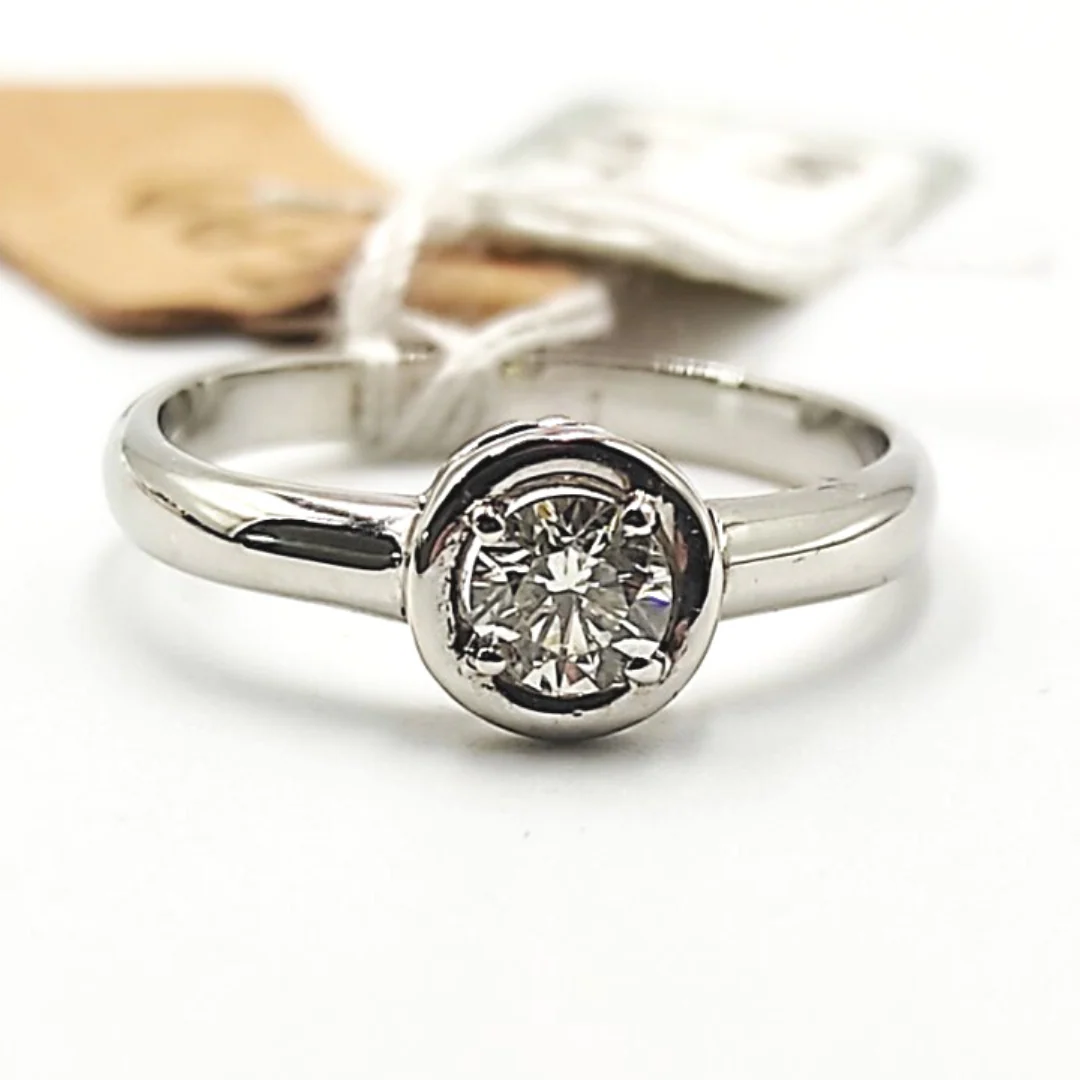 Bethany Solitaire Diamond Bezel Engagement Ring 14K White Gold-SOLD- - Image 3