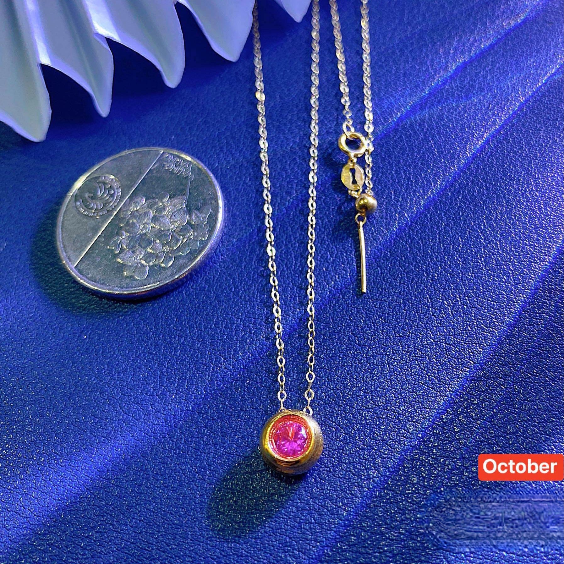 Birthstone Stud Necklace 18K - Image 7