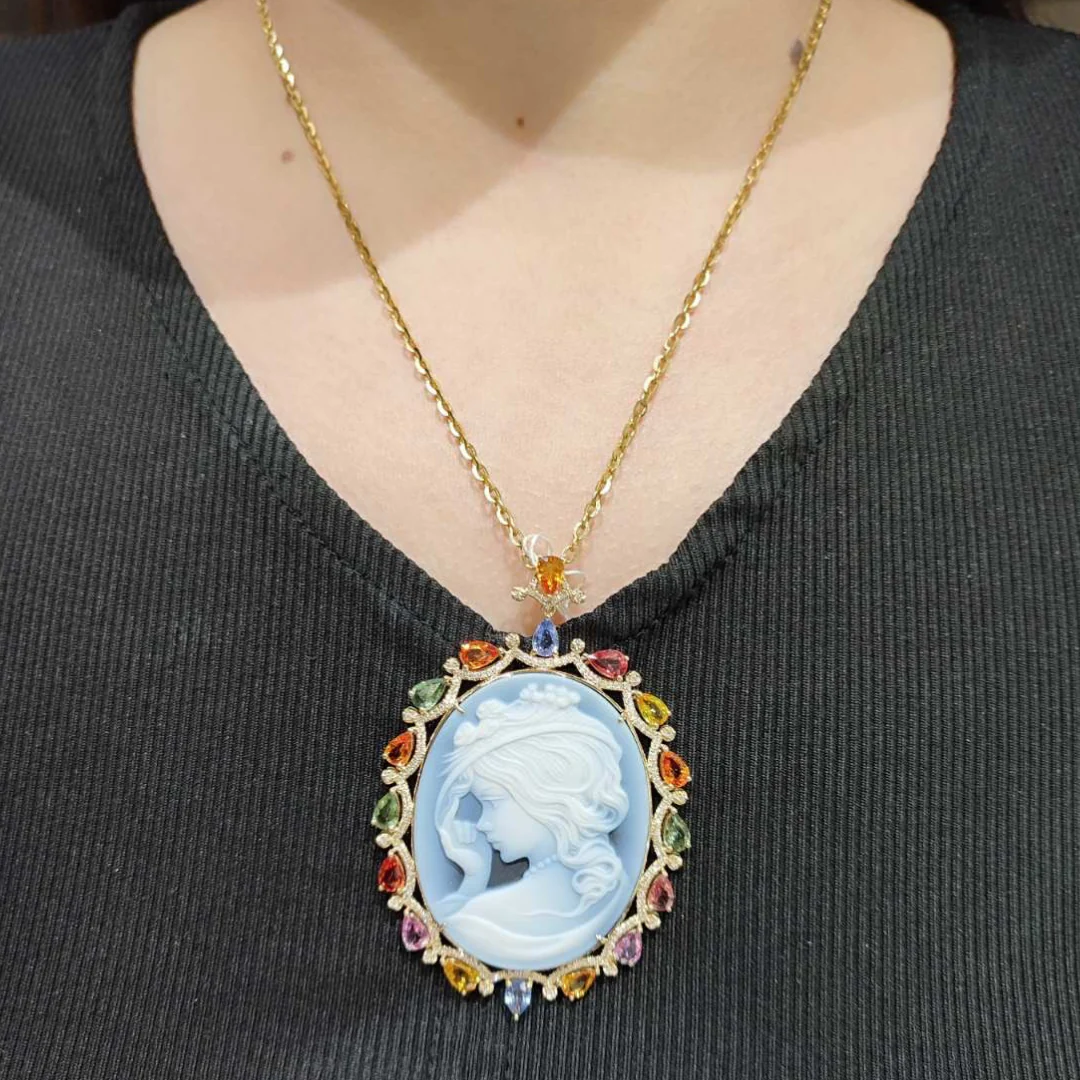 Cameo Gem Diamond Pendant - Image 4