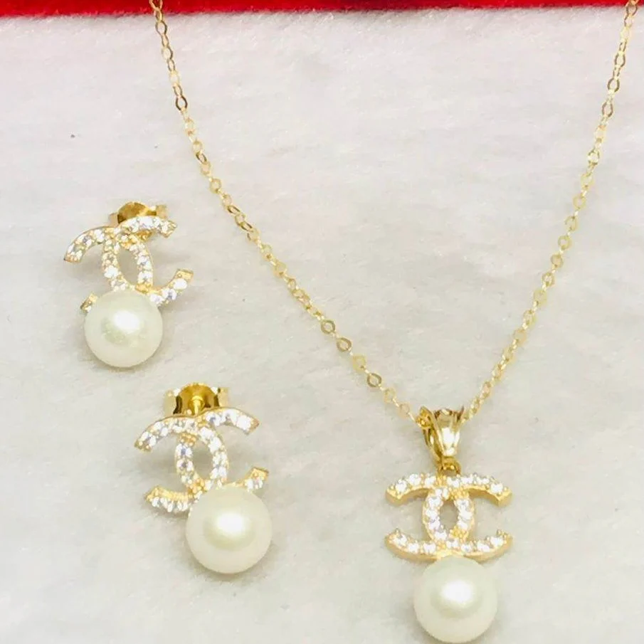 CC Pearl Jewelry Set 18K Gold