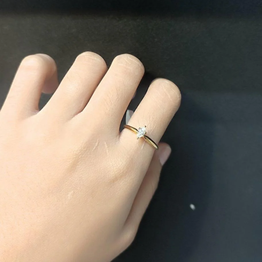 Celestial Allure Marquise Diamond Engagement Ring in 14K Yellow Gold – 0.12ct Brilliant-Cut Diamond for Unmatched Elegance - Image 2