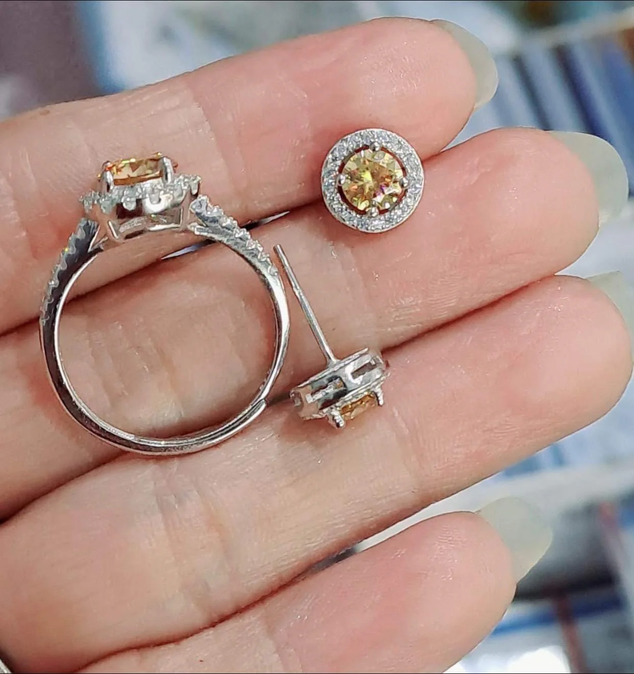 Citrine Moissanite Jewelry Set 925 Silver - Image 2