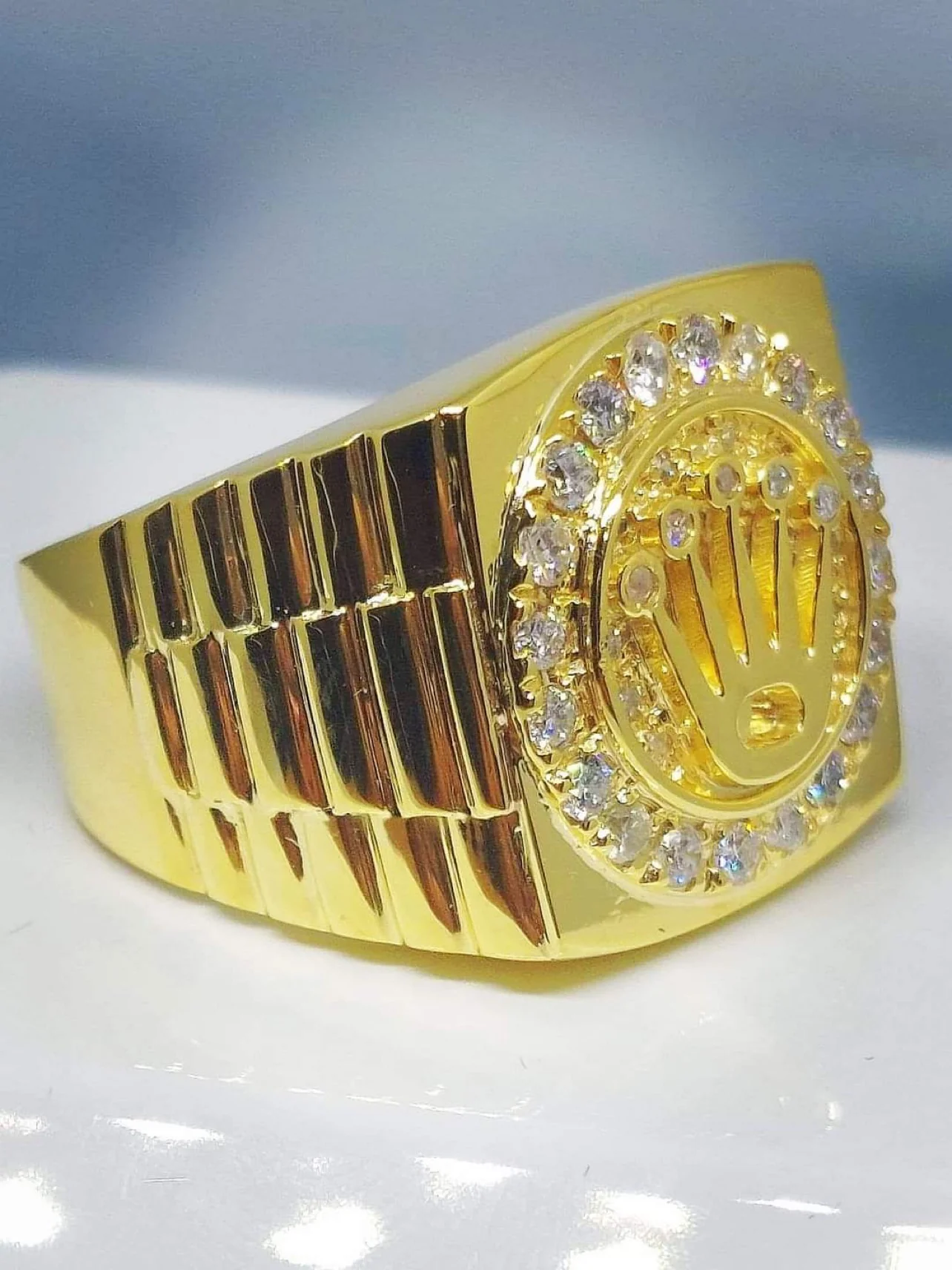 Crown Diamond Men's Ring 14K Gold - Image 2