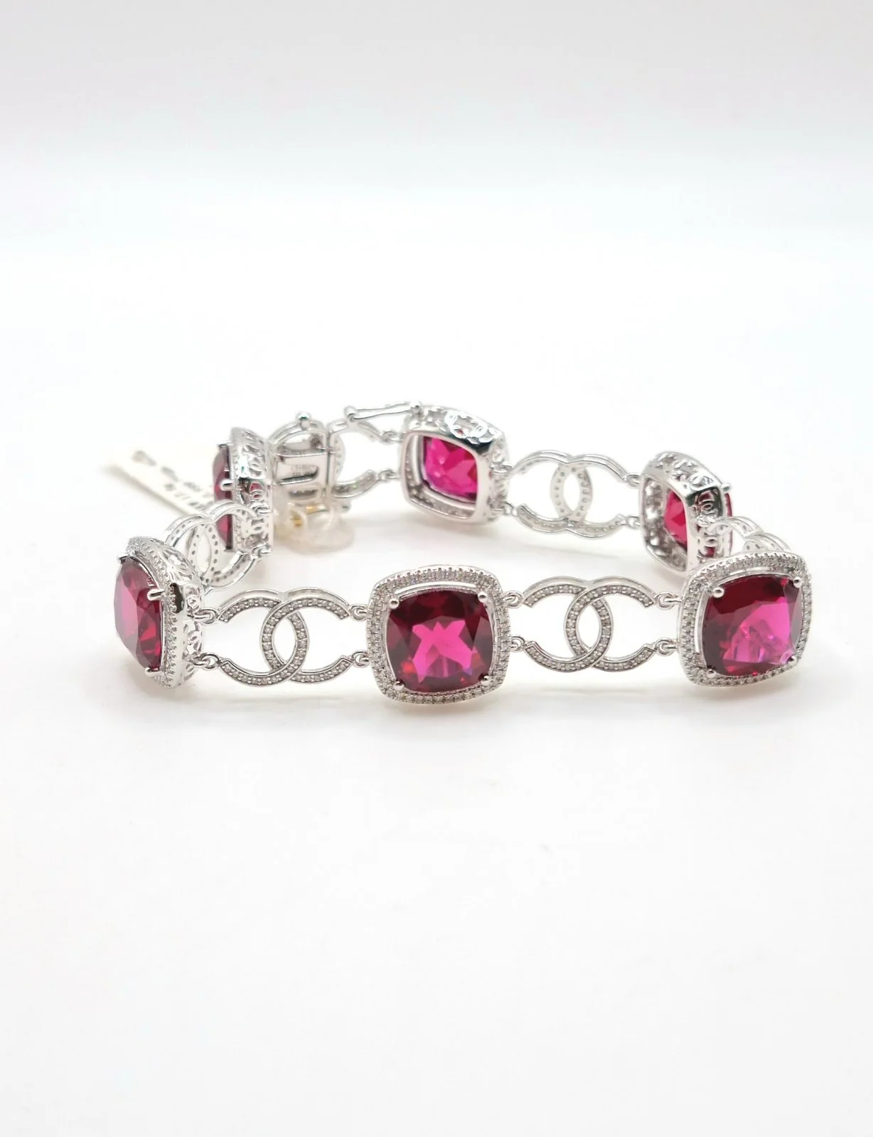 Cushion Gem C Link Bracelet 18K White Gold - Image 5