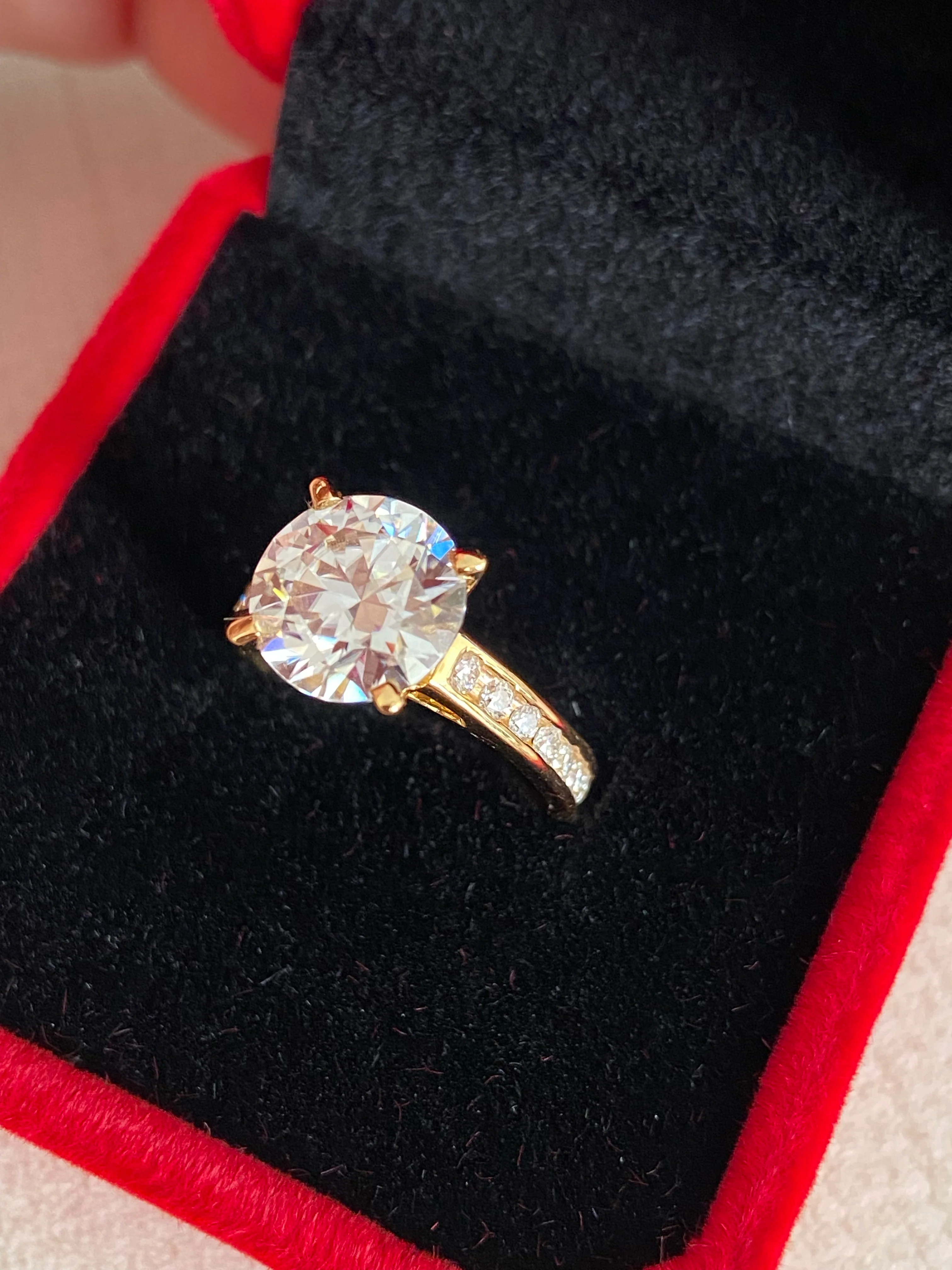 Cassandra Moissanite Engagement Ring in 18K Yellow Gold - Image 3