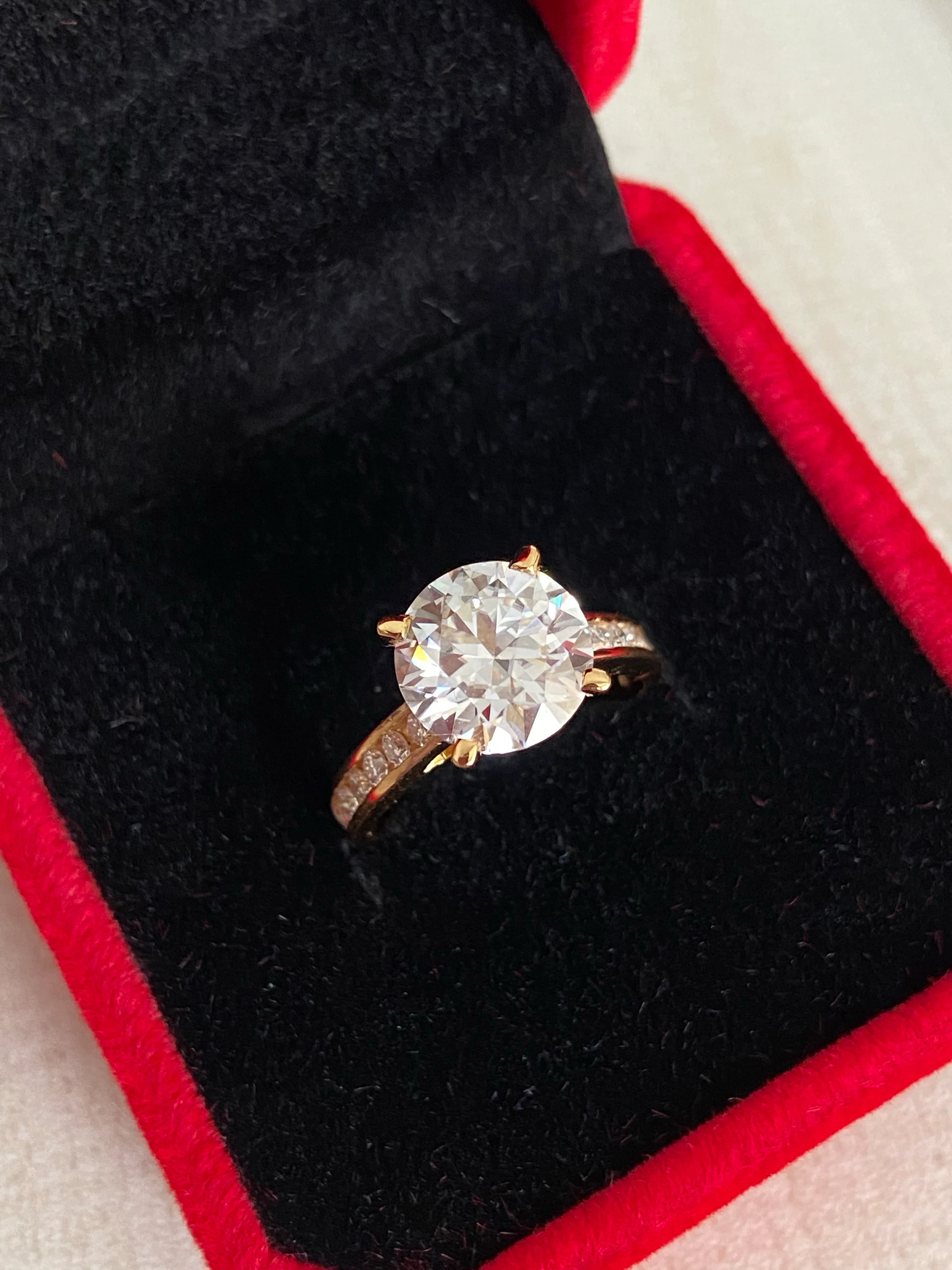 Cassandra Moissanite Engagement Ring in 18K Yellow Gold - Image 4