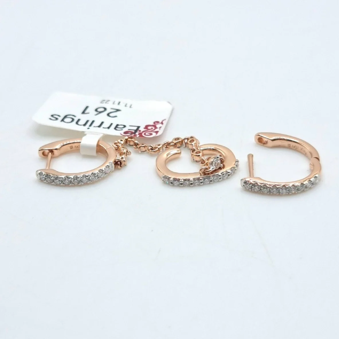 Diamond Earrings with Connector 18K Rosegold - Image 2