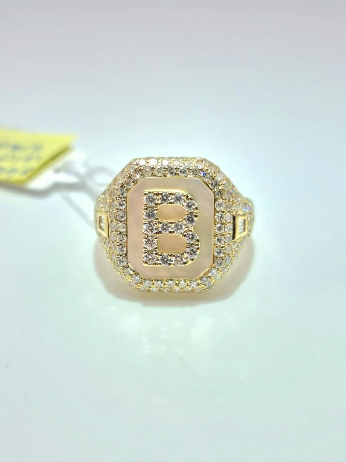 Diamond Initial Pinky Ring 14K Yellow Gold - Image 2