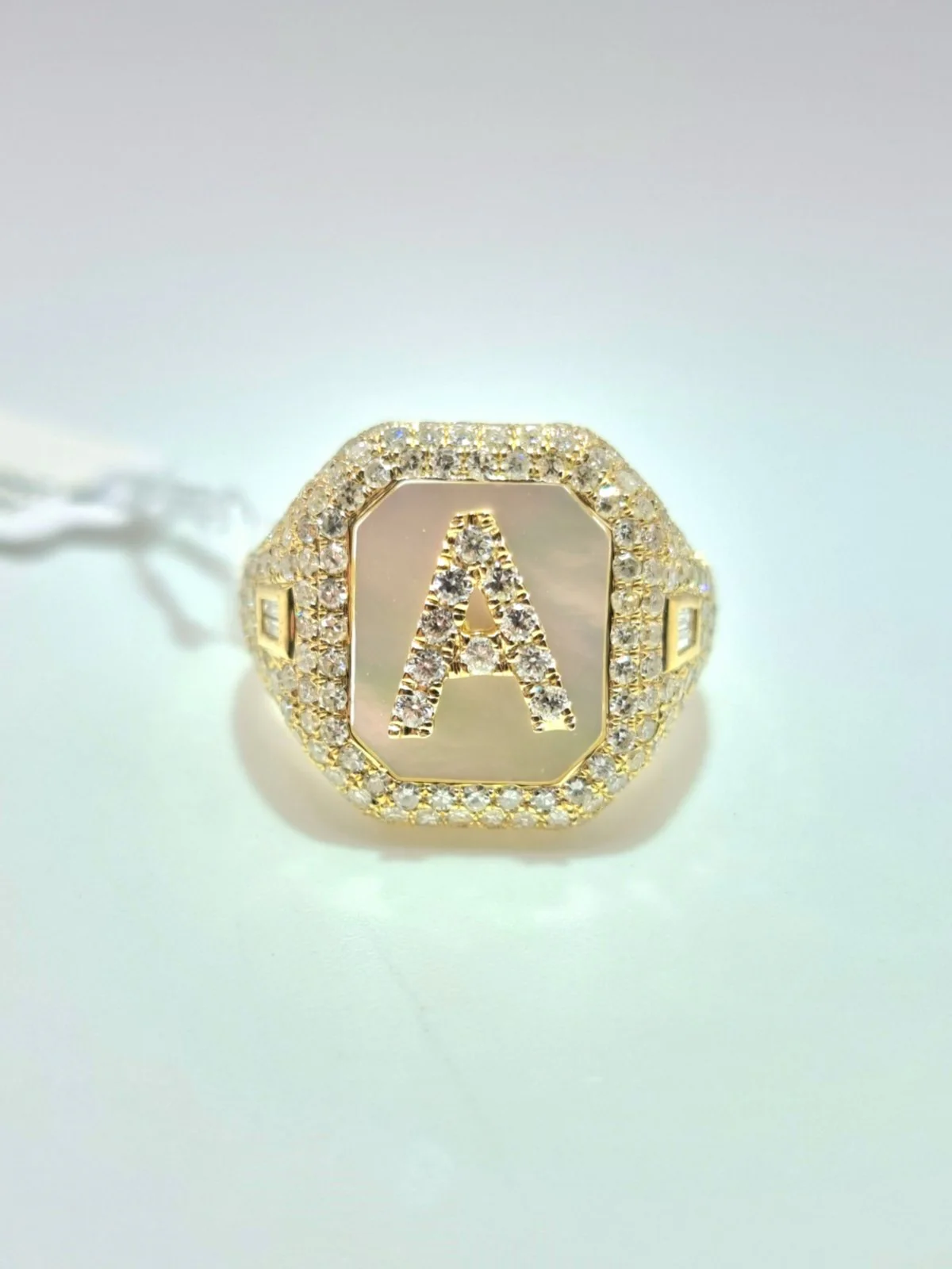 Diamond Initial Pinky Ring 14K Yellow Gold - Image 3