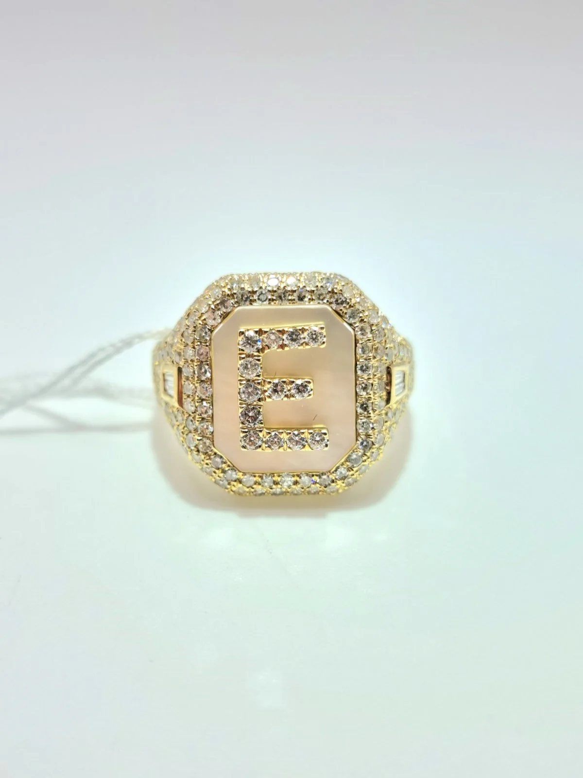 Diamond Initial Pinky Ring 14K Yellow Gold - Image 4