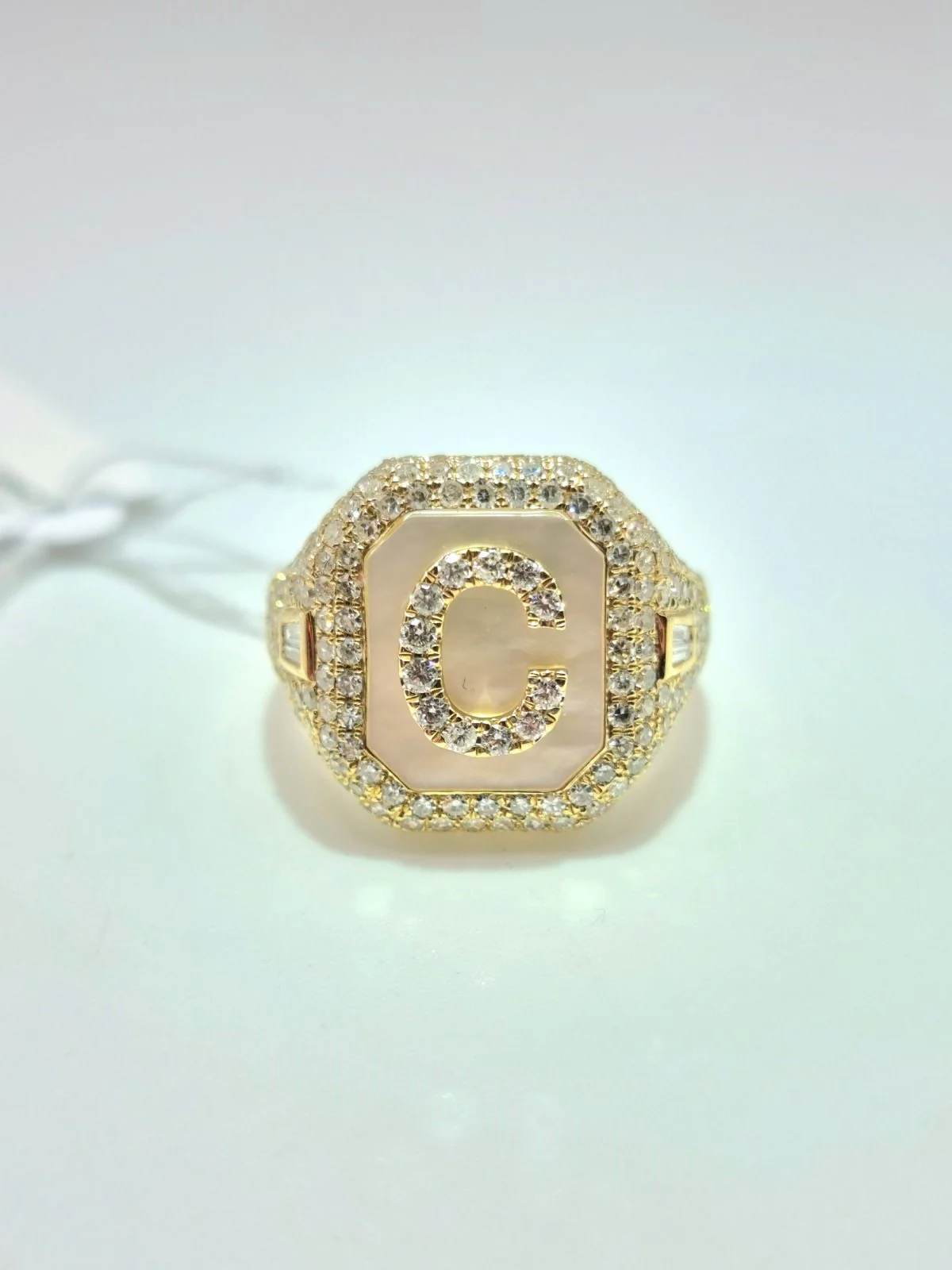 Diamond Initial Pinky Ring 14K Yellow Gold - Image 5