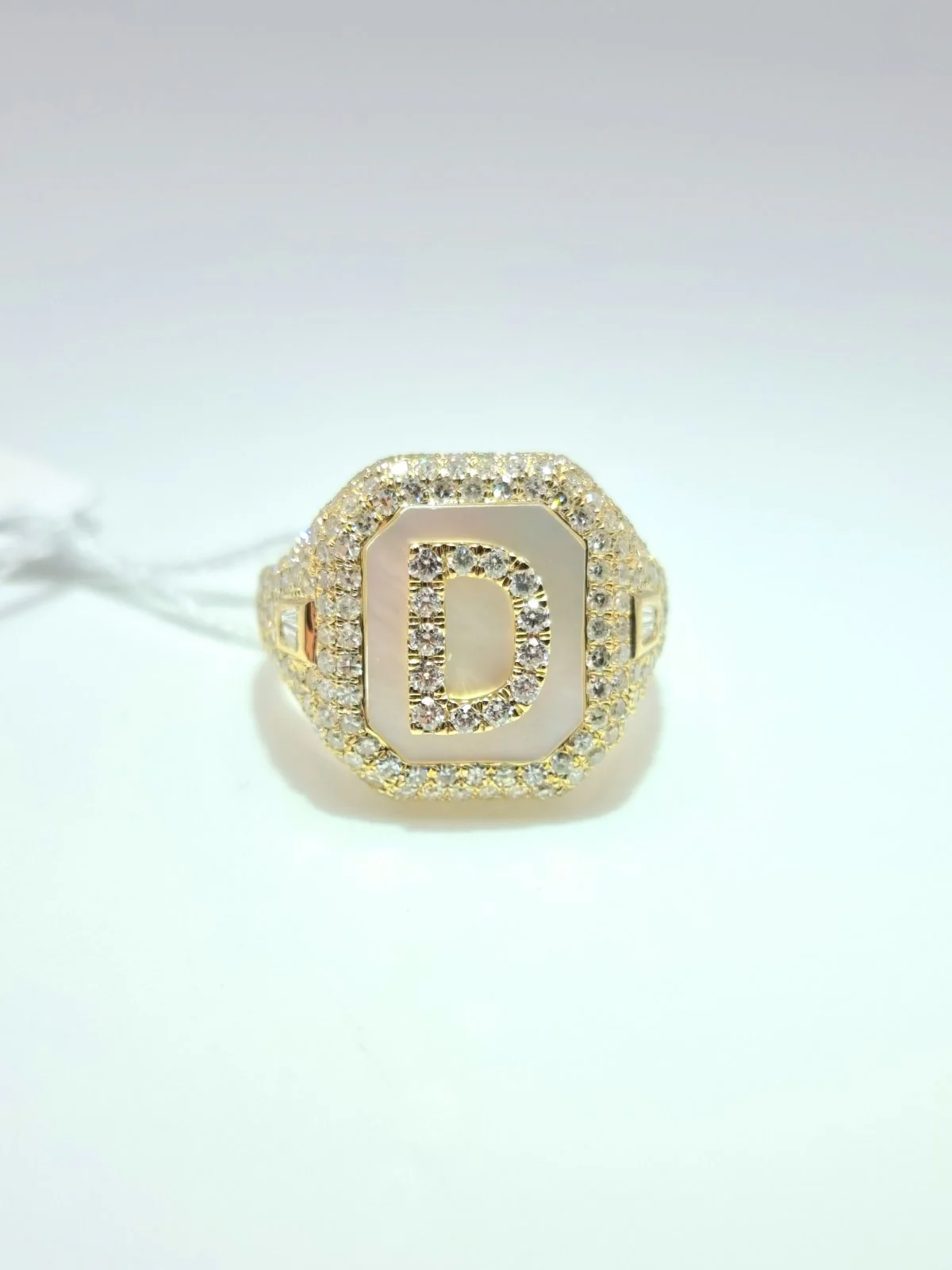 Diamond Initial Pinky Ring 14K Yellow Gold - Image 6