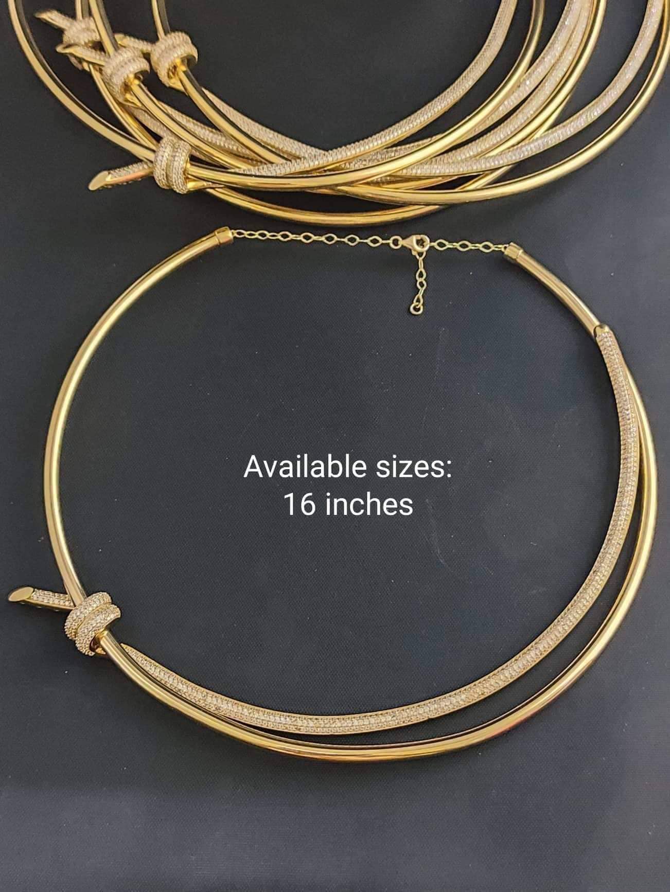 Double Layer Knot Choker Necklace 18K Gold - Image 2