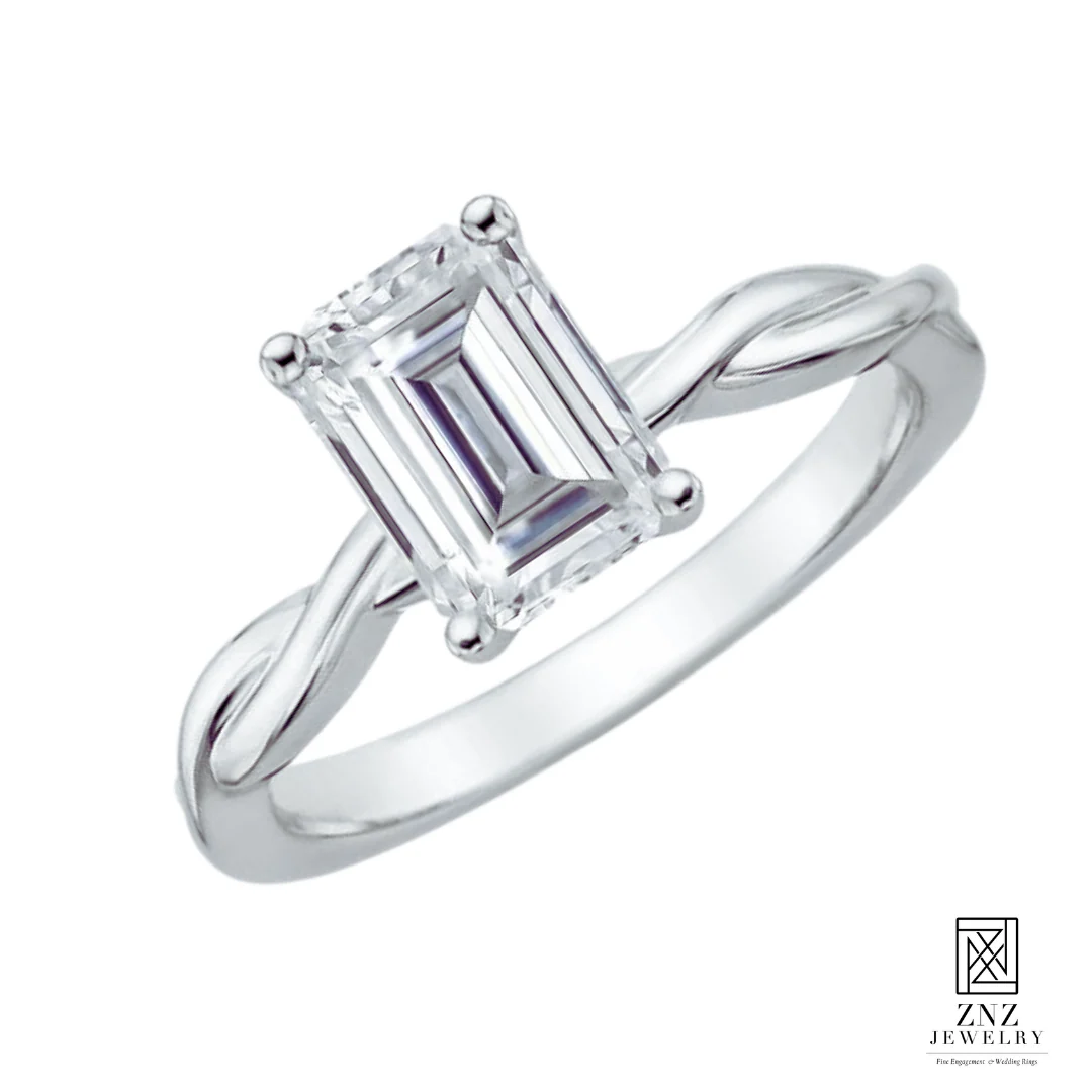 Eve Emerald Cut Engagement Ring Gold - Image 2