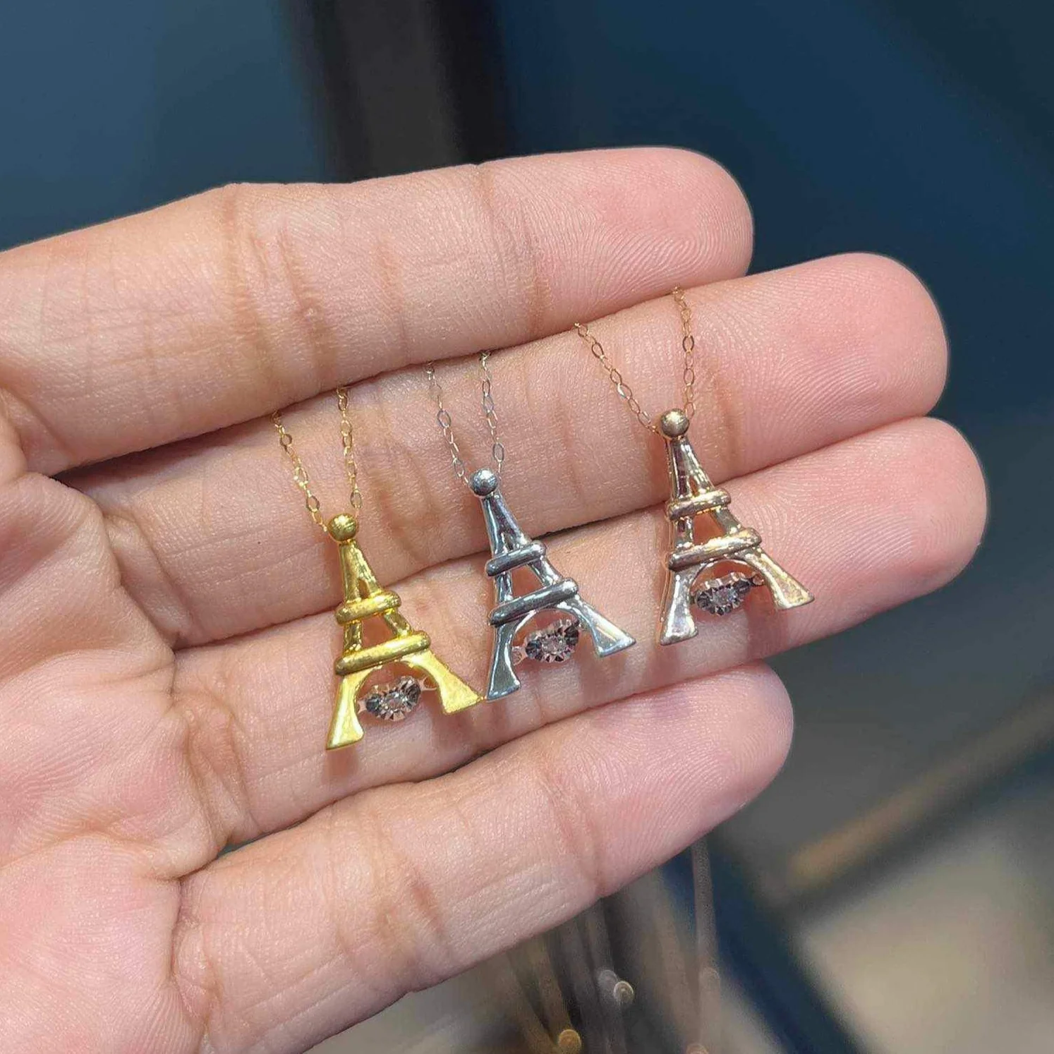 Eiffel Tower Women’s Diamond Necklace 18K Gold - Image 2