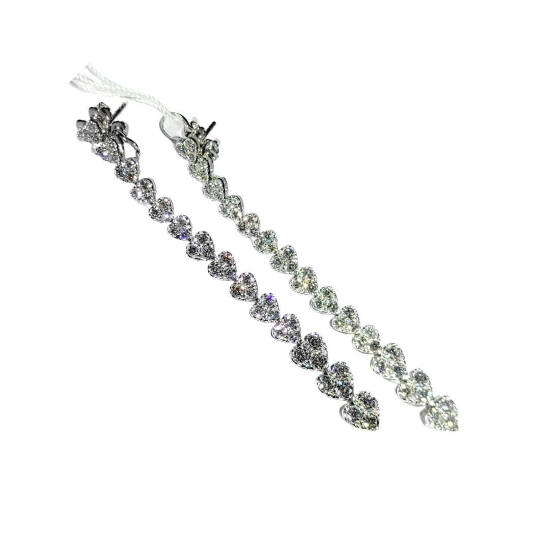 Graduated Heart Illusion Diamond Drop Earrings 14K Gold - Image 3